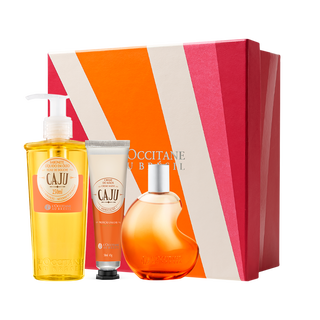 Presente Caju: &Oacute;leo de Banho, Creme de M&atilde;os e Eau de Parfum